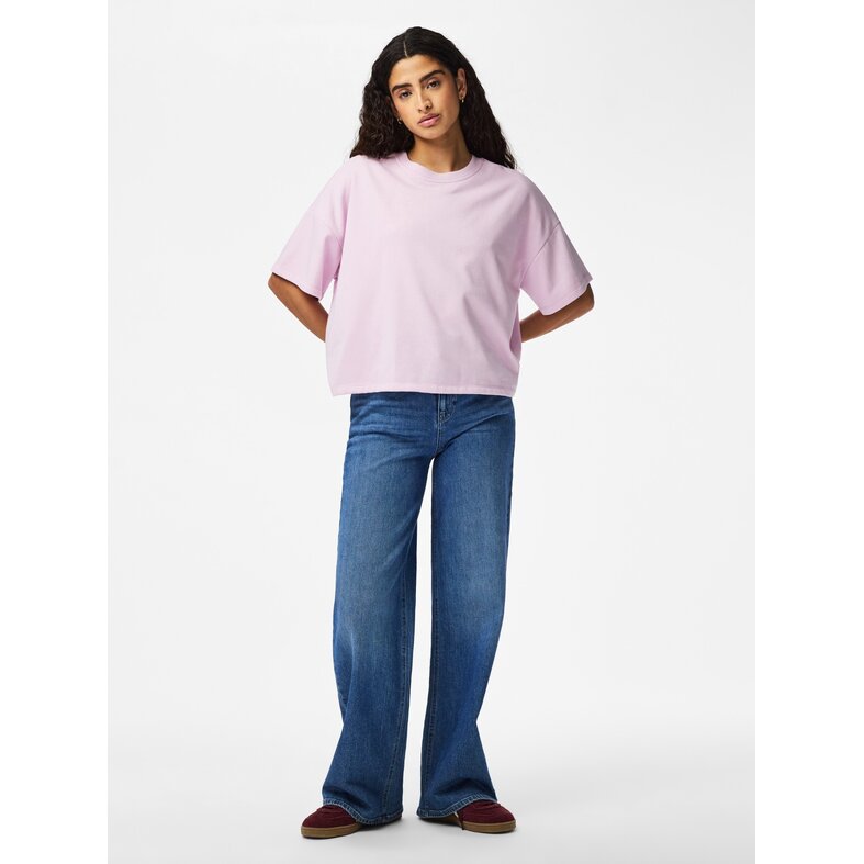 PIECES Pieces Dames T-shirt PCCHILLI Sweatshirt Ronde Hals Effen Lila Paars