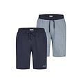 Phil & Co Phil & Co Heren Korte Pyjamabroeken 2-Pack Donkerblauw/Grijs Gestreept