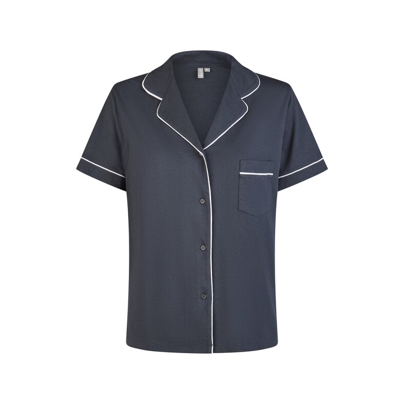 By Louise By Louise Ladies Short Pajama Set Modal Shortama With Button Closure Dark Blue