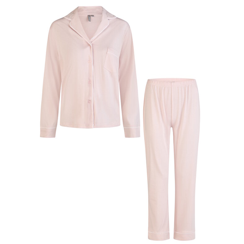 By Louise By Louise Ladies Pajama Set Long Modal With Button Closure Pink