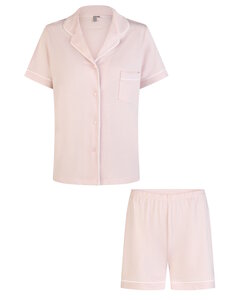 By Louise Dames Korte Pyjama Set Modal Shortama Met Knoopsluiting Roze