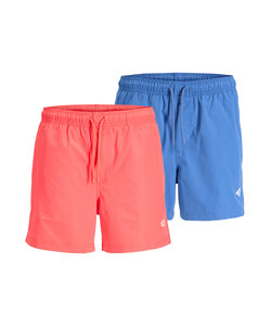 Jack & Jones Men's Swim Shorts JPSTMAUI TROPIC 2-Pack Solid Hot Coral/Blue