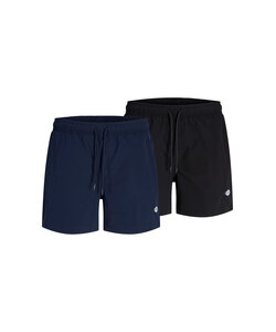 Jack & Jones Men's Swim Shorts JPSTMAUI TROPIC 2-Pack Solid Black/Dark Blue