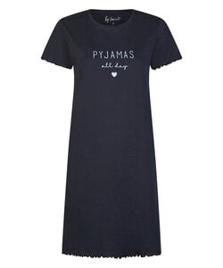 By Louise Dames Lang Nachthemd Korte Mouwen Donkerblauw