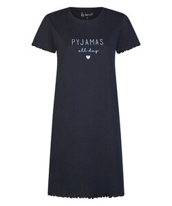 By Louise Ladies Long Nightshirt Short Sleeves Dark Blue