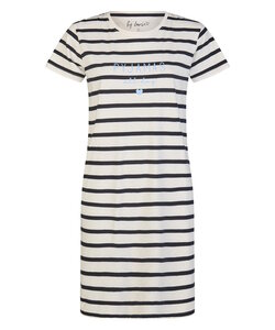 By Louise Ladies Long Nightshirt Short Sleeves White Striped