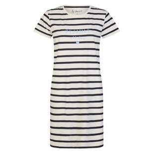 By Louise Ladies Long Nightshirt Short Sleeves White Striped