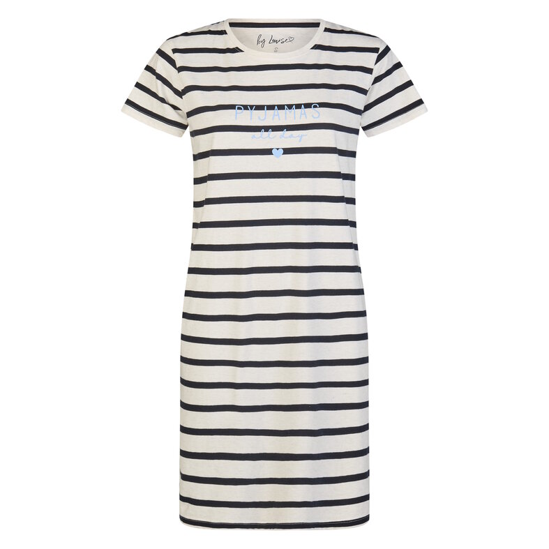 By Louise By Louise Ladies Long Nightshirt Short Sleeves White Striped