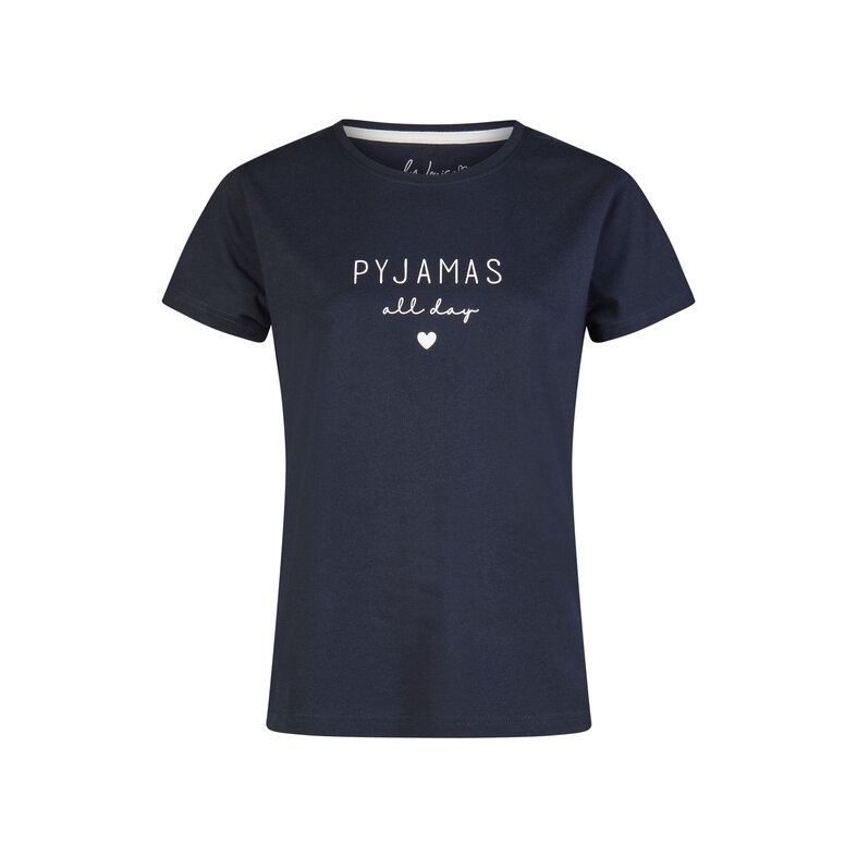 By Louise By Louise Ladies Short Pajama Set Shortama Dark Blue/White Striped