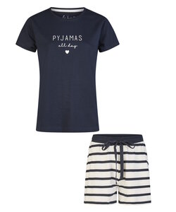 By Louise Ladies Short Pajama Set Shortama Dark Blue/White Striped