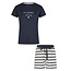 By Louise By Louise Dames Korte Pyjama Set Shortama Donkerblauw/Wit Gestreept