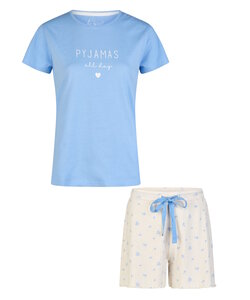 By Louise Dames Korte Pyjama Set Shortama Lichtblauw/Wit Gebloemd