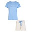 By Louise By Louise Dames Korte Pyjama Set Shortama Lichtblauw/Wit Gebloemd