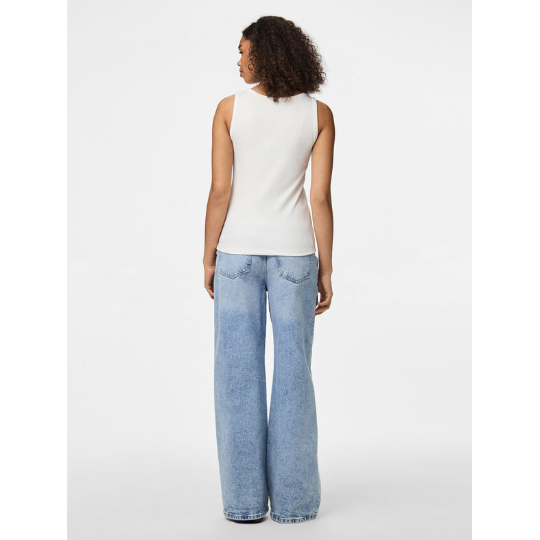 PIECES PIECES Ladies Tanktop Rib PCMAY Round Neck Solid White