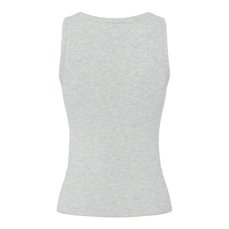PIECES PIECES Ladies Tanktop Rib PCMAY Round Neck Solid Gray