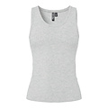 PIECES PIECES Dames Tanktop Rib PCMAY Ronde Hals Effen Grijs