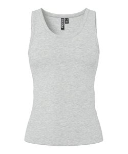 PIECES Dames Tanktop Rib PCMAY Ronde Hals Effen Grijs