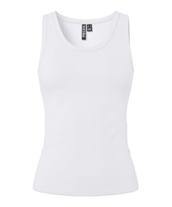 PIECES Ladies Tanktop Rib PCMAY Round Neck Solid White