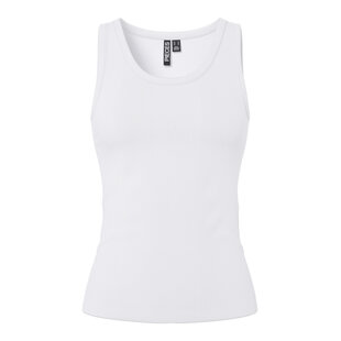 PIECES Dames Tanktop Rib PCMAY Ronde Hals Effen Wit