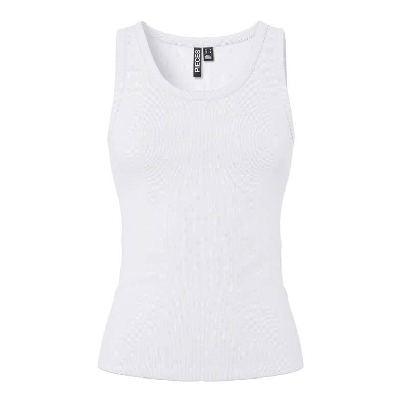 PIECES PIECES Ladies Tanktop Rib PCMAY Round Neck Solid White