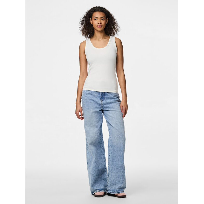 PIECES PIECES Ladies Tanktop Rib PCMAY Round Neck Solid White