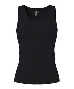 PIECES Dames Tanktop Rib PCMAY Ronde Hals Effen Zwart