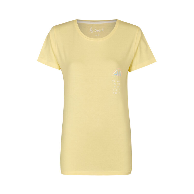 By Louise By Louise Dames Pyjamaset Katoen Shortama Met Print Geel