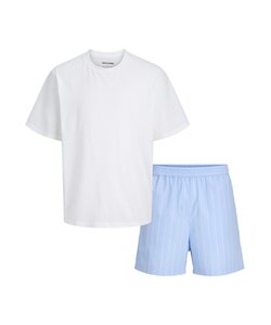Jack & Jones Heren Korte Shortama Pyjamaset JACFLORENCE Wit/Lichtblauw
