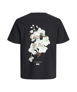 Jack & Jones Heren Backprint T-Shirt JJBALI Gebloemd Zwart