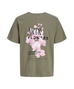 Jack & Jones Heren Backprint T-Shirt JJBALI Gebloemd Groen
