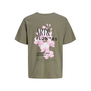Jack & Jones Heren Backprint T-Shirt JJBALI Gebloemd Groen