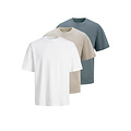 Jack & Jones Jack & Jones Men's T-Shirt JJHUGO Round Neck 3-Pack Plain White/Beige/Blue