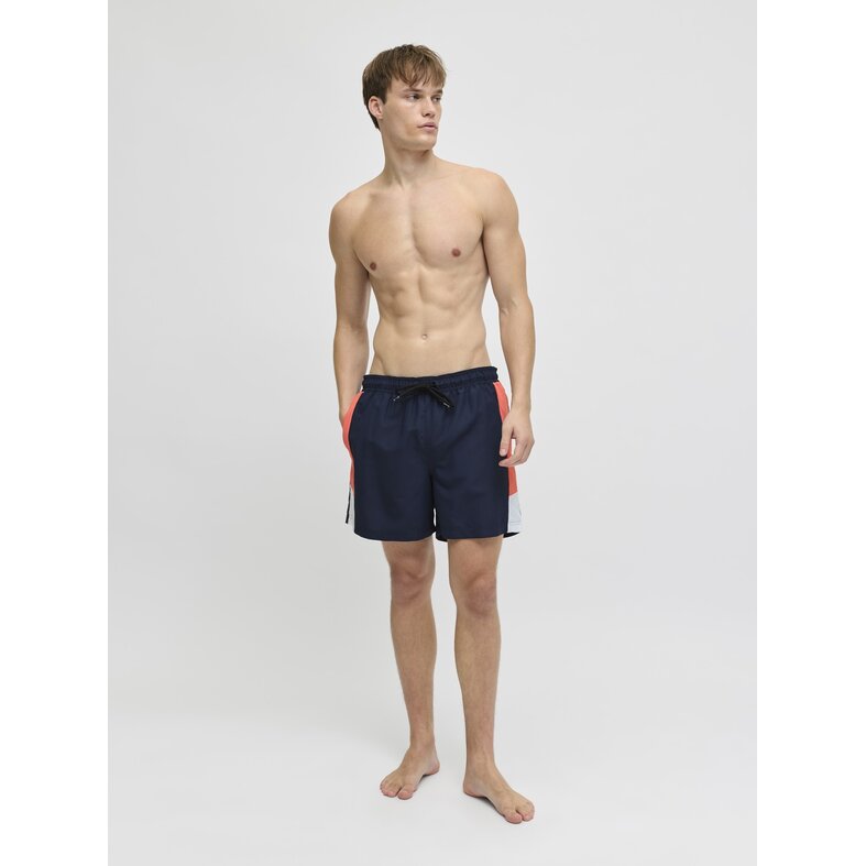 JJ REBEL JJ REBEL Heren Zwemshort JREBBENJAMIN Colorblock Donkerblauw/Hot Coral/Wit
