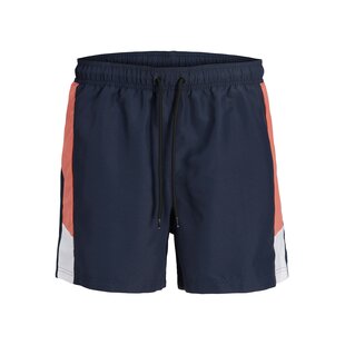 JJ REBEL Heren Zwemshort JREBBENJAMIN Colorblock Donkerblauw/Hot Coral/Wit