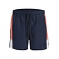 JJ REBEL JJ REBEL Men's Swim Short JREBBENJAMIN Colorblock Dark Blue/Hot Coral/White