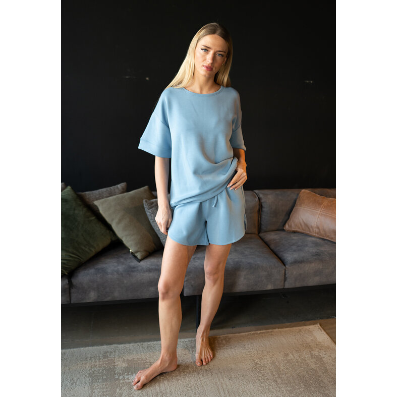 By Louise By Louise Ladies Short House Suit Modal Blue