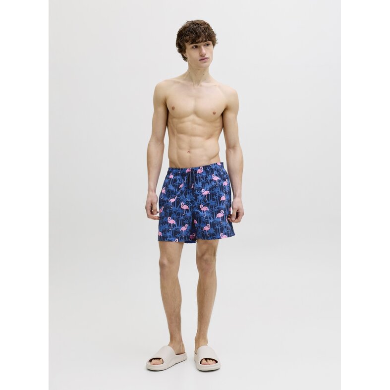 Jack & Jones Jack & Jones Heren Zwemshort JPSTMAUI VIBES Donkerblauw Flamingo/Palm Print