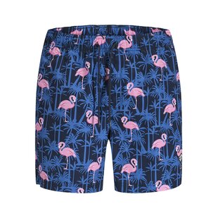 Jack & Jones Men's Swim Short JPSTMAUI VIBES Dark Blue Flamingo/Palm Print