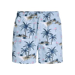Jack & Jones Heren Zwemshort JPSTMAUI VIBES Lichtblauw Flamingo/Palm Print