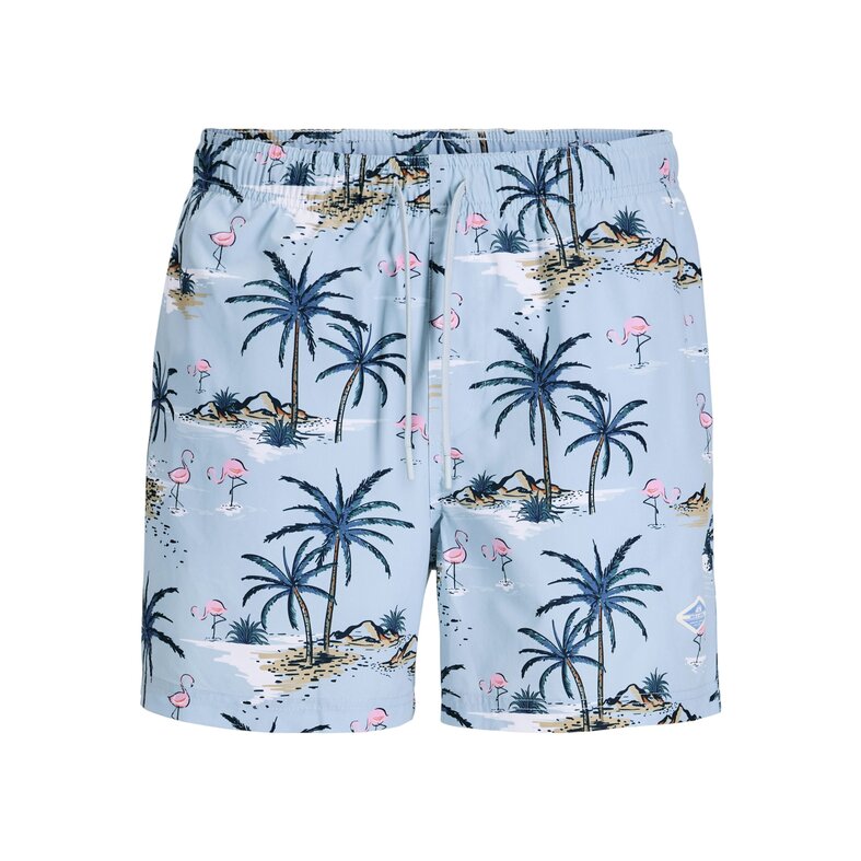 Jack & Jones Jack & Jones Men's Swim Short JPSTMAUI VIBES Light Blue Flamingo/Palm Print