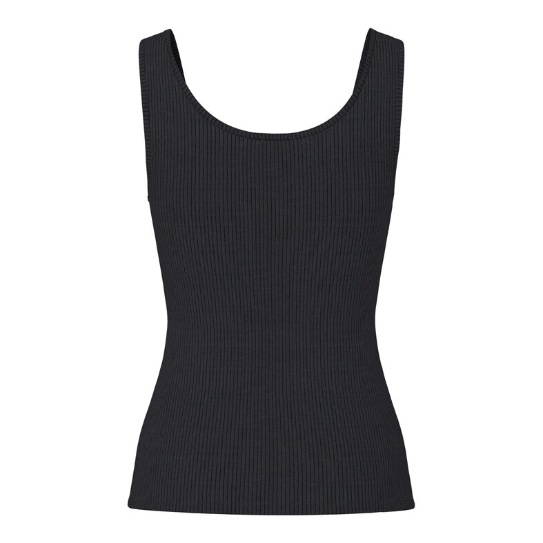 PIECES PIECES Dames Tanktop Rib PCKITTE Ronde Hals Effen Zwart