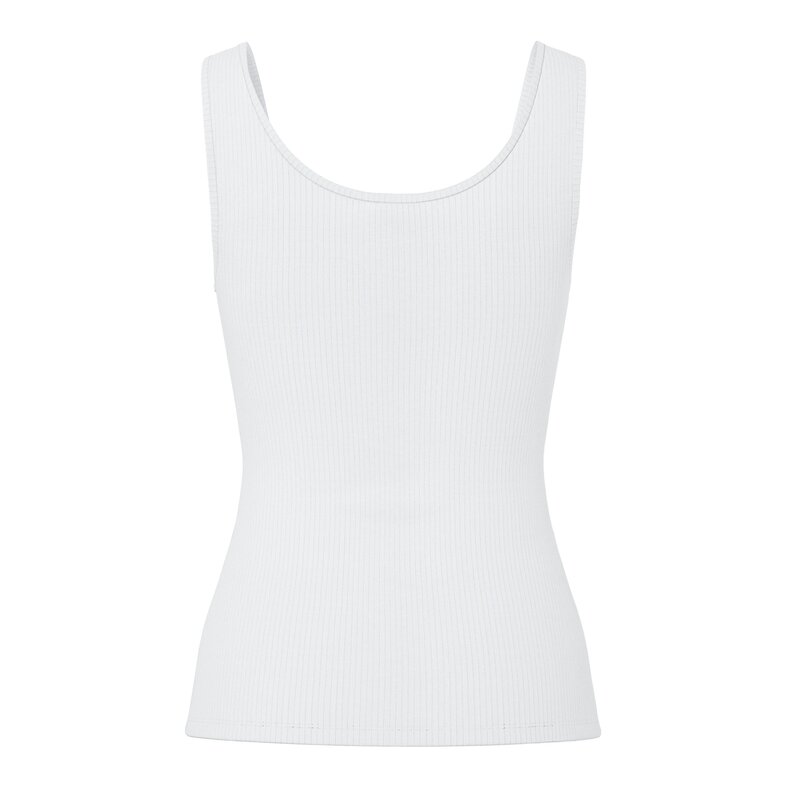 PIECES PIECES Dames Tanktop Rib PCKITTE Ronde Hals Effen Wit