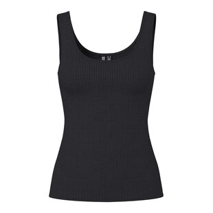 PIECES Ladies Tanktop Rib PCKITTE Round Neck Solid Black