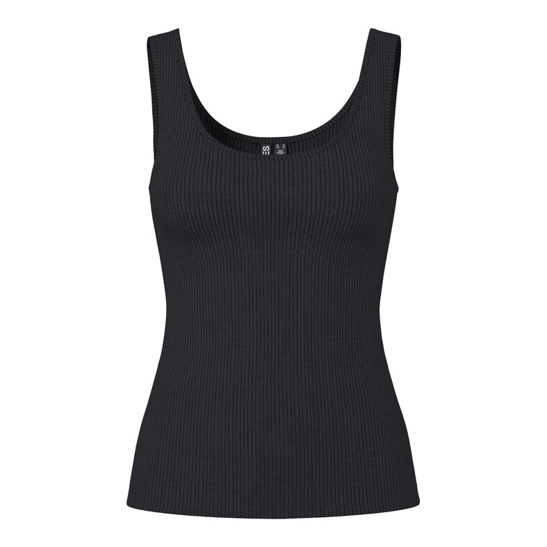 PIECES PIECES Dames Tanktop Rib PCKITTE Ronde Hals Effen Zwart