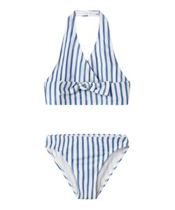 Name It Girls Bikini Set Bow NKFZIPPA Striped Blue