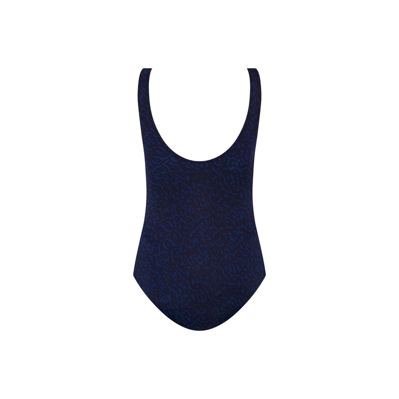Ten Cate Ten Cate Ladies Swimsuit Soft Cup Buckle V-Neck Dark Blue Animal Print