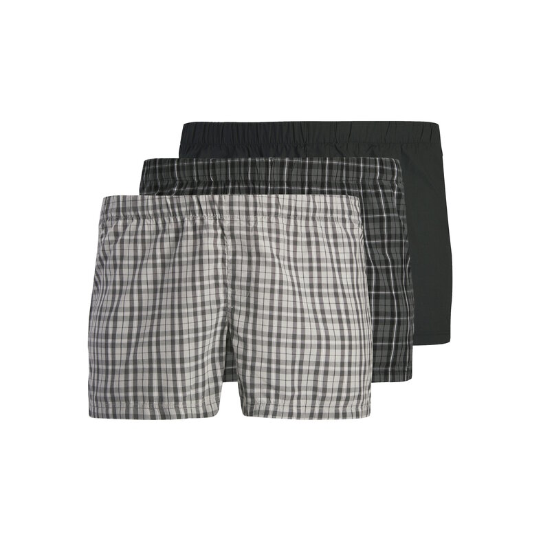 Jack & Jones Jack & Jones Heren Wijde Boxershorts Geweven Katoen JACMILANO 3-Pack Zwart/Grijs