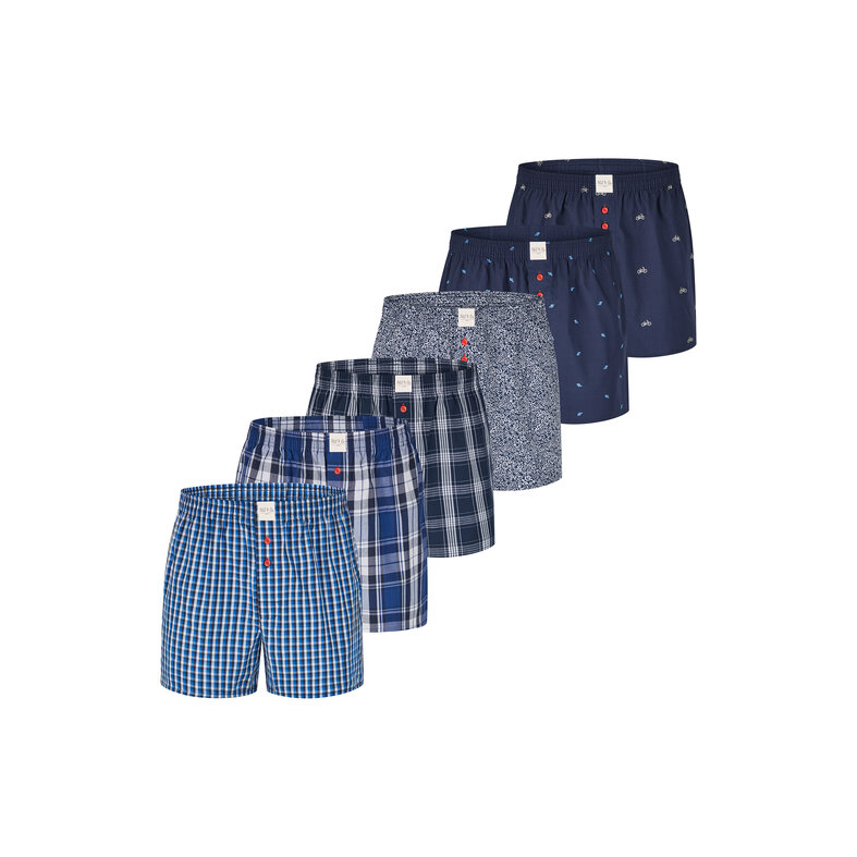 Phil & Co Phil & Co Wijde Boxershorts Heren 6-Pack Multipack D510