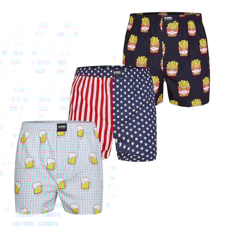 Happy Shorts Happy Shorts Wide Boxer Shorts Men With Print 3-Pack