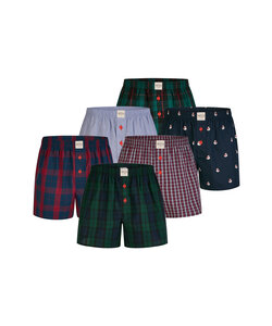 Phil & Co Wijde Boxershorts Heren Geweven Katoen Multipack 6-Pack D415